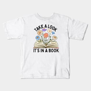 Take A Look It's In A Book Floral Kids T-Shirt